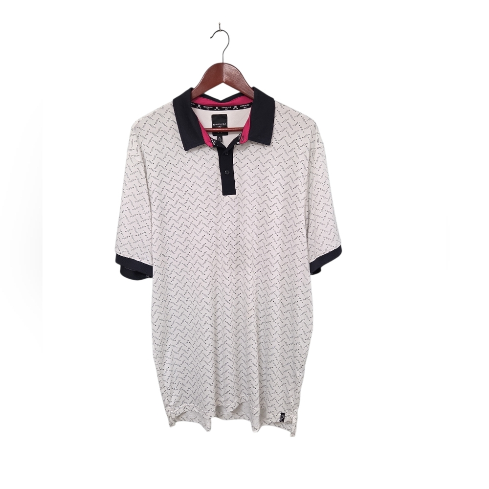 Kenneth Cole Golf Men's Black and White Polo Shirt Clubs Design Size XL Athletic